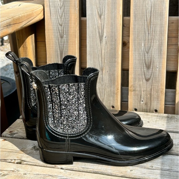 Lemon jelly Chelsea rain boots, with sparkles Metallic Black size 39/8-8.5 - Picture 2 of 9
